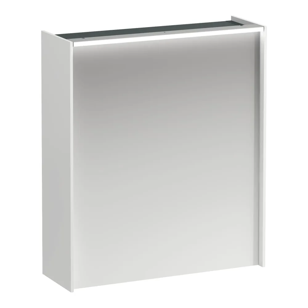 LAUFEN LANI Spiegelschrank 600, 1 Tür, Türanschlag rechts, mit LED Lichtelement horizontal, 2 Glasfachböden, 1 Steckdose (EU) 620 x 210 x 715 mm #H4037321122671 - 260 - Weiß matt