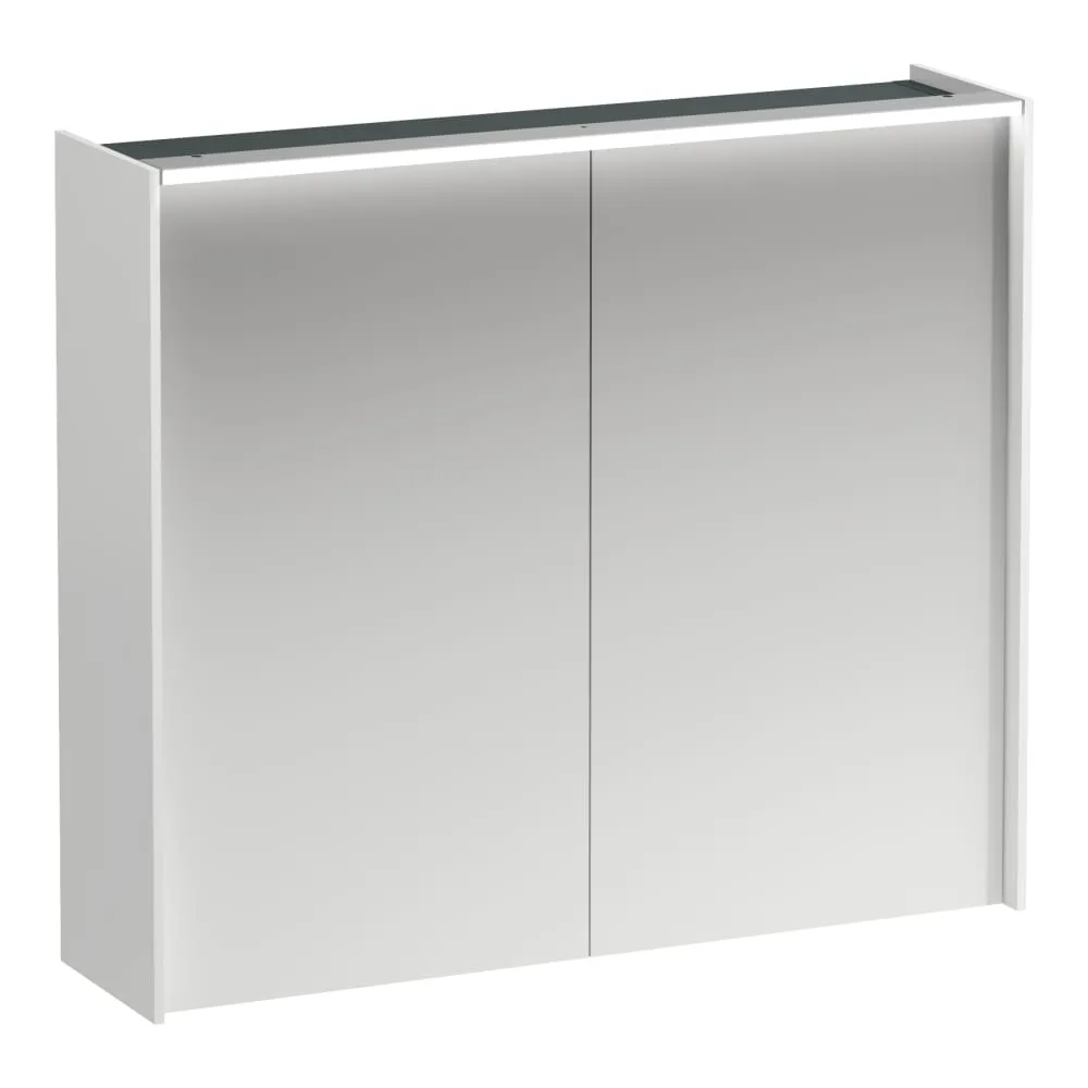 LAUFEN LANI Spiegelschrank 800, 2 Türen, mit LED Lichtelement horizontal, 2 Glasfachböden, 1 Steckdose (EU) 820 x 210 x 715 mm #H4037621122611 - 260 - Weiß matt