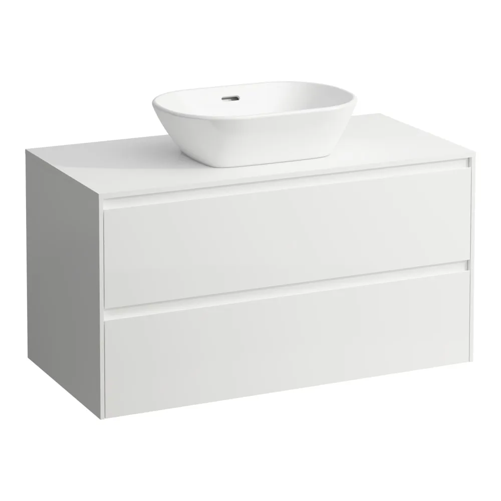 LAUFEN LANI Schubladenelement 1000, 2 Schubladen, Ausschnitt Mitte, Abdeckplatte 12 mm 985 x 495 x 525 mm #H4043211122601 - 260 - Weiß matt