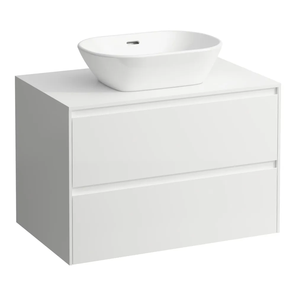 LAUFEN LANI Schubladenelement 800, 2 Schubladen, Ausschnitt Mitte, Abdeckplatte 12 mm 785 x 495 x 525 mm #H4043111122671 - 260 - Weiß matt
