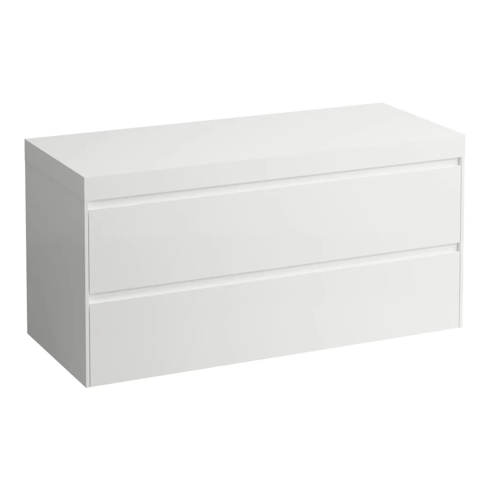 LAUFEN LANI Modular 1200, Waschtischplatte 65 mm (.260 Weiß matt), ohne Ausschnitt, 2 Schubladen 1185 x 495 x 580 mm #H4045701122611 - 260 - Weiß matt