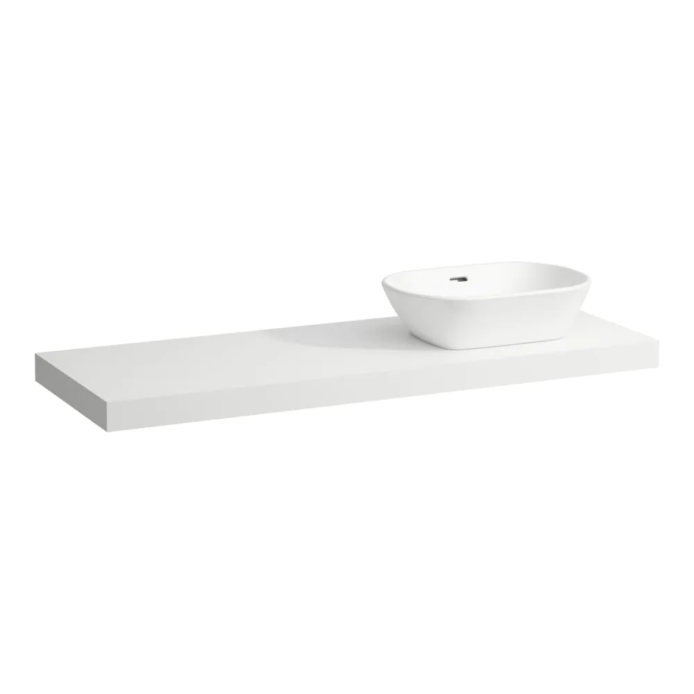 LAUFEN LANI Waschtischplatte 1400, 65 mm dick, Ausschnitt rechts, inkl. 3 Wandhalterungen 1370 x 495 x 65 mm #H4046831122671 - 260 - Weiß matt