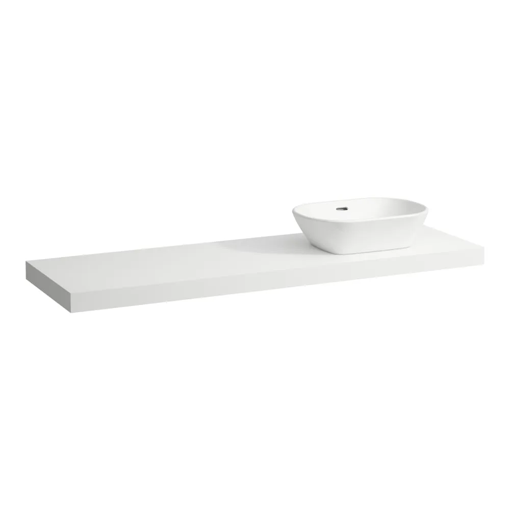 LAUFEN LANI Waschtischplatte 1600, 65 mm dick, Ausschnitt rechts, inkl. 3 Wandhalterungen 1570 x 495 x 65 mm #H4046931122661 - 260 - Weiß matt