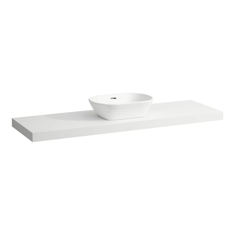 LAUFEN LANI Waschtischplatte 1600, 65 mm dick, Ausschnitt Mitte, inkl. 3 Wandhalterungen 1570 x 495 x 65 mm #H4046911122601 - 260 - Weiß matt