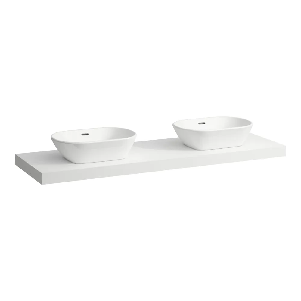 LAUFEN LANI Waschtischplatte 1600, 65 mm dick, Ausschnitt links und rechts, inkl. 3 Wandhalterungen 1570 x 495 x 65 mm #H4046941122671 - 260 - Weiß matt
