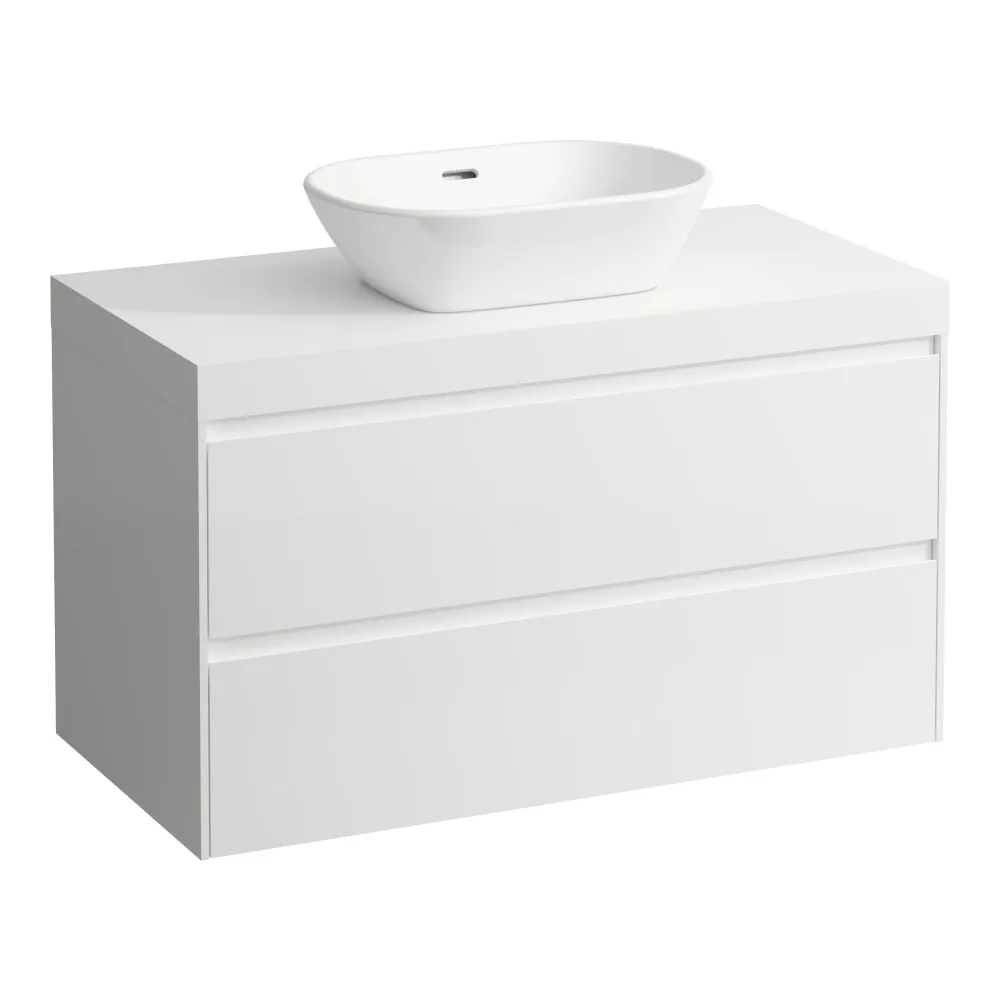 LAUFEN LANI Modular 1000, Waschtischplatte 65 mm (.260 Weiß matt), Ausschnitt Mitte, 2 Schubladen 985 x 495 x 580 mm #H4045611129901 - 260 - Weiß matt