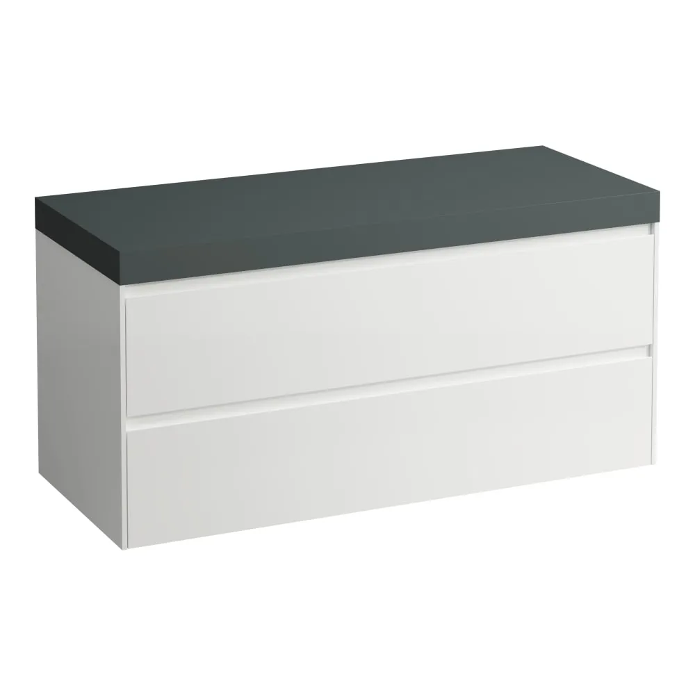LAUFEN LANI Modular 1200, Waschtischplatte 65 mm (.266 Verkehrsgrau), ohne Ausschnitt, 2 Schubladen 1185 x 495 x 580 mm #H4055701129991 - 260 - Weiß matt