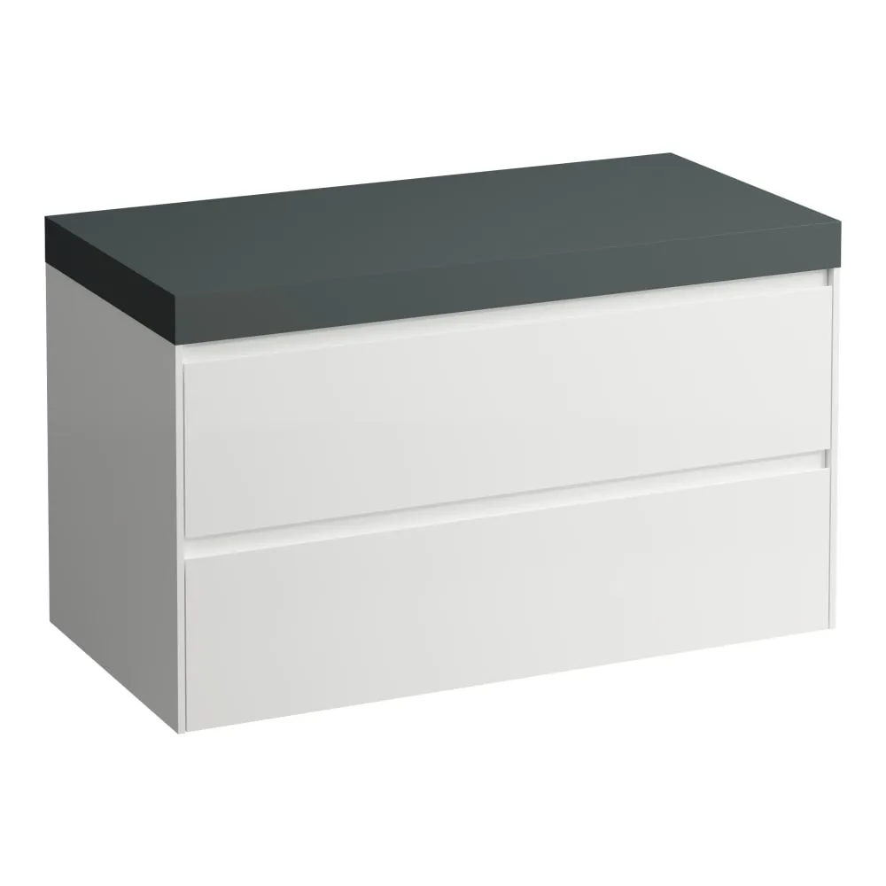 LAUFEN LANI Modular 1000, Waschtischplatte 65 mm (.266 Verkehrsgrau), ohne Ausschnitt, 2 Schubladen 985 x 495 x 580 mm #H4055601129991 - 260 - Weiß matt