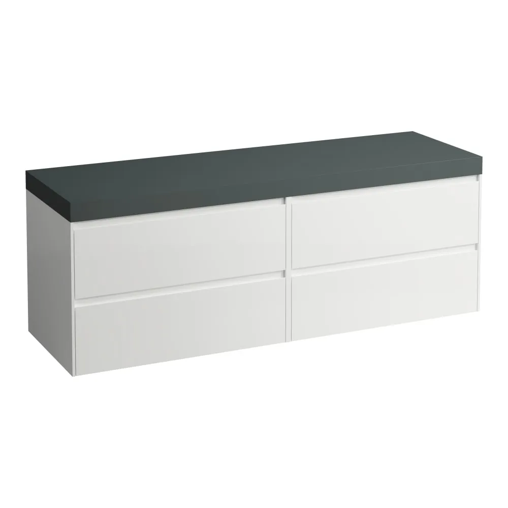 LAUFEN LANI Modular 1600, Waschtischplatte 65 mm (.266 Verkehrsgrau), ohne Ausschnitt, 4 Schubladen: Element 800 + Element 800 1570 x 495 x 580 mm #H4055901129901 - 260 - Weiß matt