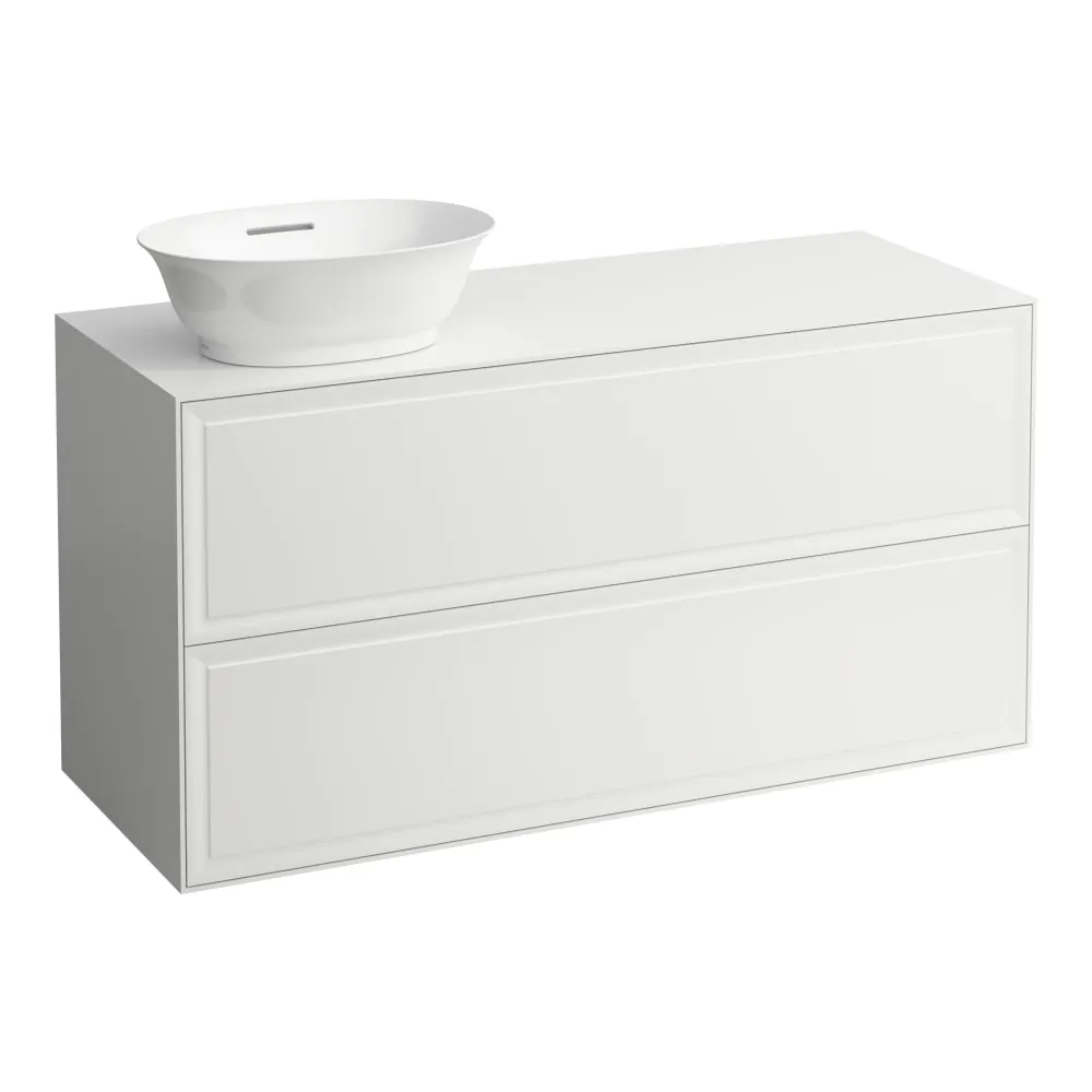 LAUFEN THE NEW CLASSIC Schubladenelement 1200, 2 Schubladen, Ausschnitt links, passend zu Waschtisch-Schalen H812850, H812851, H812852, H812853 1175 x 455 x 600 mm #H4060830851701 - 170 - Weiß matt