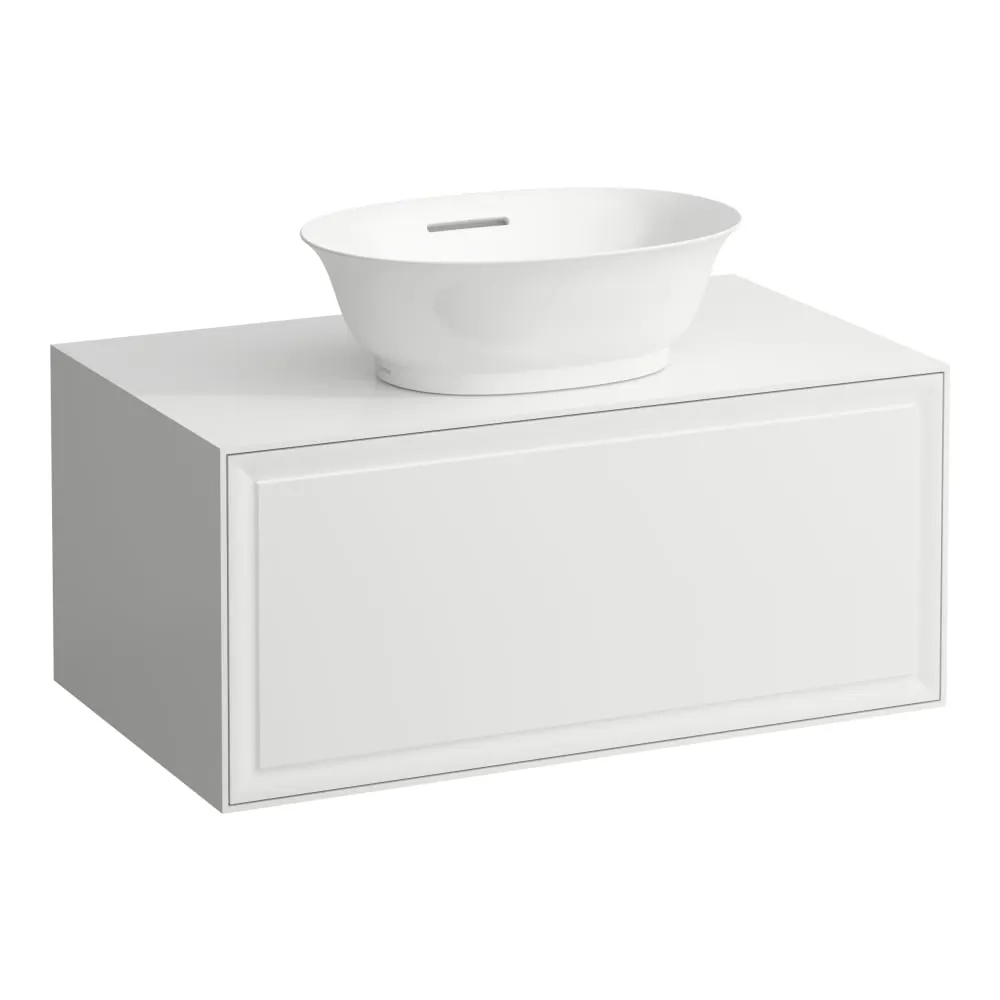 LAUFEN THE NEW CLASSIC Schubladenelement 800, 1 Schublade, mit Ausschnitt Mitte, passend zu Waschtisch-Schalen H812850, H812851, H812852, H812853 775 x 455 x 345 mm #H4060110856311 - 170 - Weiß matt