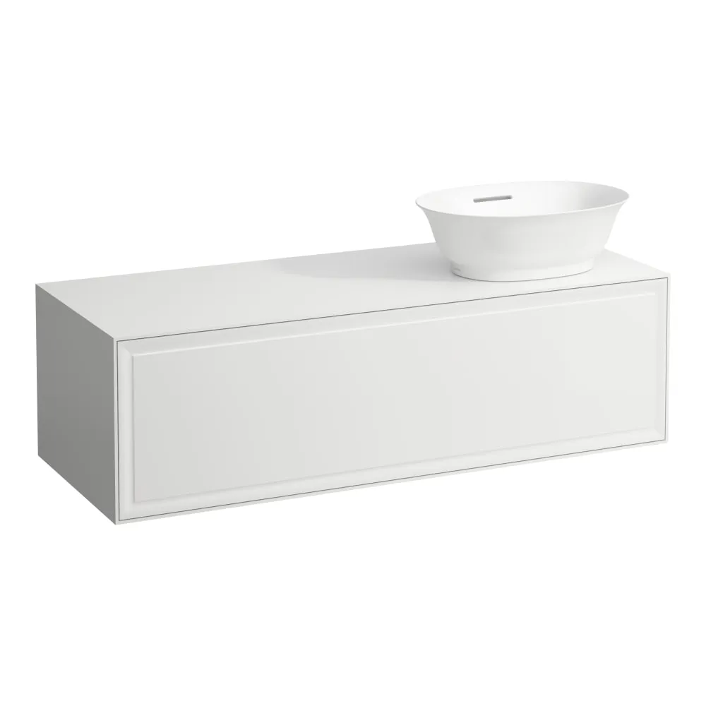 LAUFEN THE NEW CLASSIC Schubladenelement 1200, 1 Schublade, Ausschnitt rechts, passend zu Waschtisch-Schalen H812850, H812851, H812852, H812853 1175 x 455 x 345 mm #H4060820856281 - 170 - Weiß matt