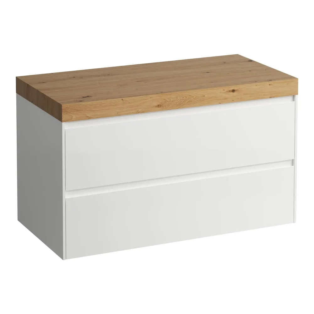 LAUFEN LANI Modular 1000, Waschtischplatte 65 mm (.267 Wildeiche), ohne Ausschnitt, 2 Schubladen 985 x 495 x 580 mm #H4065601129991 - 260 - Weiß matt