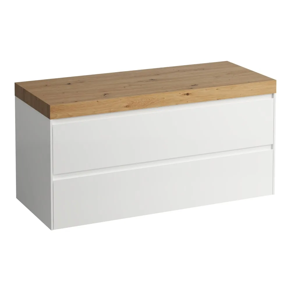LAUFEN LANI Modular 1200, Waschtischplatte 65 mm (.267 Wildeiche), ohne Ausschnitt, 2 Schubladen 1185 x 495 x 580 mm #H4065701129901 - 260 - Weiß matt