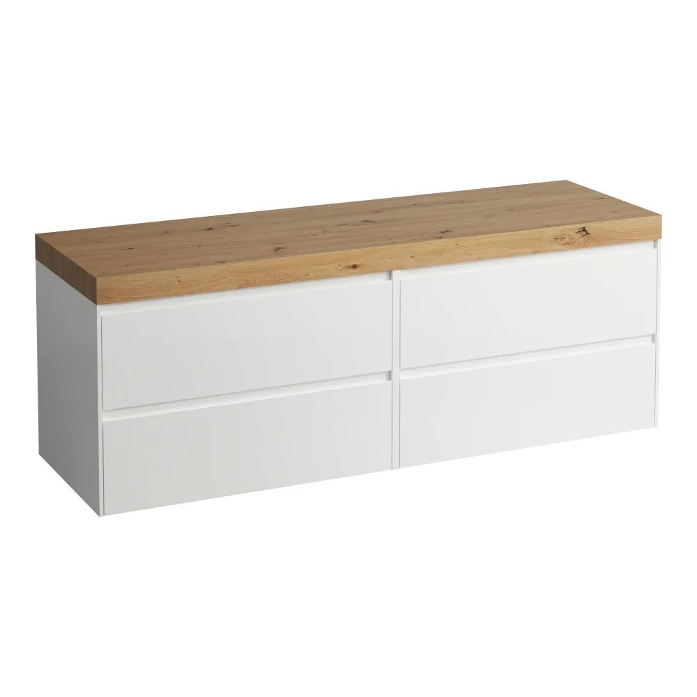 LAUFEN LANI Modular 1600, Waschtischplatte 65 mm (.267 Wildeiche), ohne Ausschnitt, 4 Schubladen: Element 800 + Element 800 1570 x 495 x 580 mm #H4065901122671 - 260 - Weiß matt
