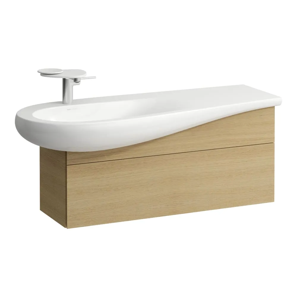 LAUFEN ILBAGNOALESSI Waschtischunterbau 1200, 1 Schublade, Siphonausschnitt links, passend zu Waschtisch H814973 995 x 320 x 340 mm #H4304210972601 - 250 - Eiche hell