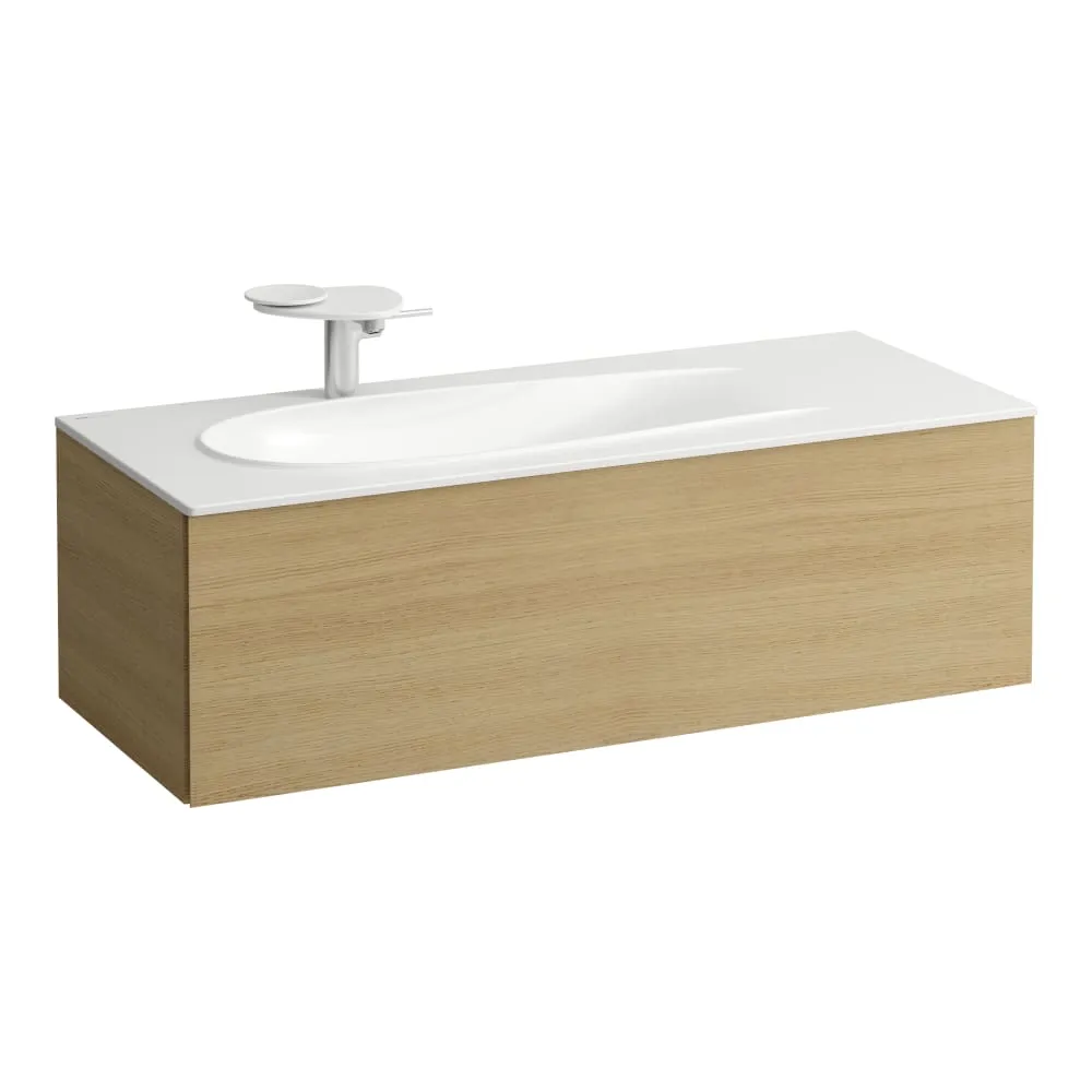 LAUFEN ILBAGNOALESSI Waschtischunterbau 1200, 1 Schublade, Siphonausschnitt links, passend zu Waschtisch H817979 1195 x 490 x 365 mm #H4304410979901 - 250 - Eiche hell