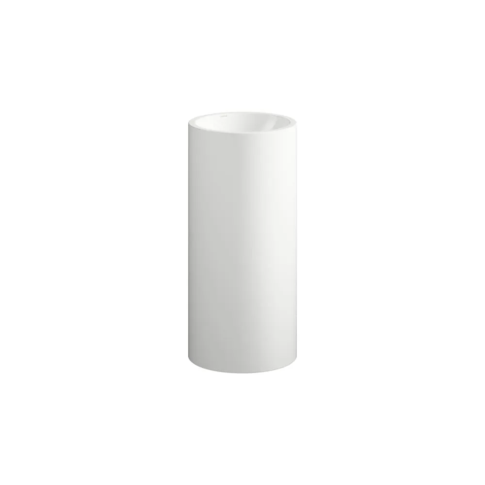 LAUFEN FORM Freistehender Waschtisch, aus Vitreon Stahl, ohne Armaturenbank, ohne Hahnloch, ohne Überlauf, inklusive Befestigungsset, Schaftventil 404 x 404 x 900 mm #H511FM70191121 - 000 - Weiß