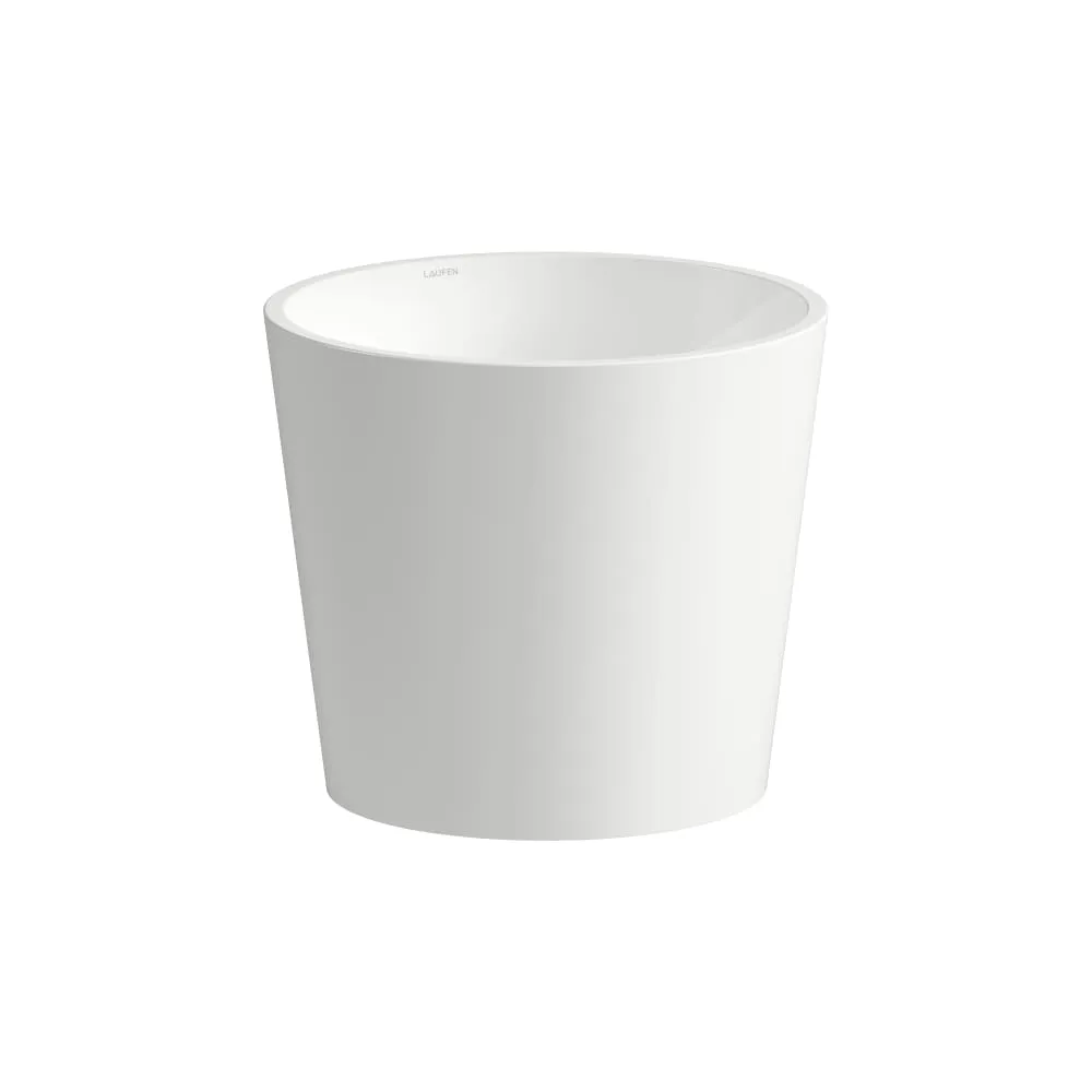 LAUFEN SCOPIO Waschtisch, wandhängend, aus Vitreon Stahl, ohne Armaturenbank, ohne Hahnloch, ohne Überlauf, inklusive Befestigungsset, Schaftventil 400 x 425 x 350 mm #H510CO47571121 - 000 - Weiß