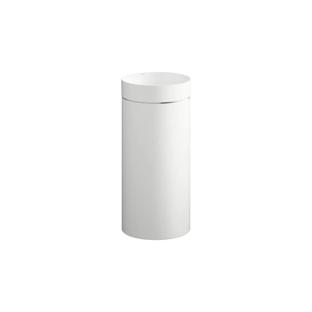 LAUFEN UNISONO Bodenstehender Waschtisch, mit Wandanbinding, aus Vitreon Stahl, ohne Armaturenbank, ohne Hahnloch, ohne Überlauf, inklusive Befestigungsset, Schaftventil 400 x 442 x 900 mm #H511UO4B991121 - 000 - Weiß