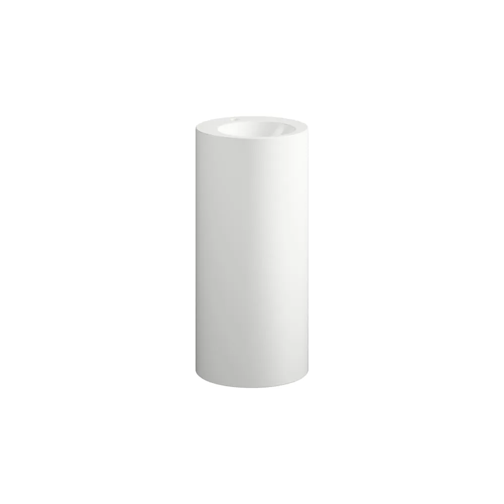 LAUFEN FORM Bodenstehender Waschtisch, mit Wandanbinding, aus Vitreon Stahl, mit Armaturenbank, mit einem Hahnloch, mittig, ohne Überlauf, inklusive Befestigungsset, Schaftventil 404 x 444 x 900 mm #H511FM60001111 - 000 - Weiß