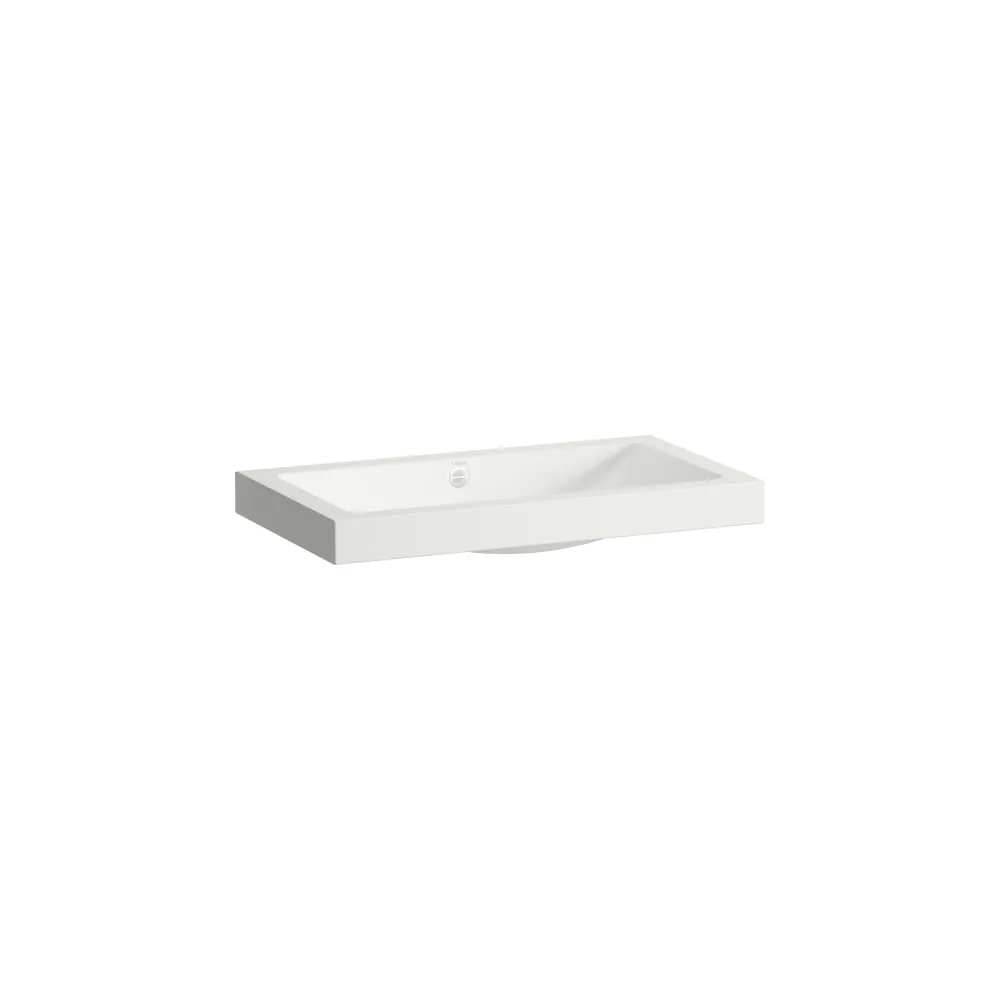 LAUFEN CLASSICS Einbauwaschtisch von oben, aus Vitreon Stahl, ohne Armaturenbank, ohne Hahnloch, mit Überlauf, inklusive Befestigungsset, Überlaufgarnitur 800 x 455 x 111 mm #H512CL70001091 - 000 - Weiß