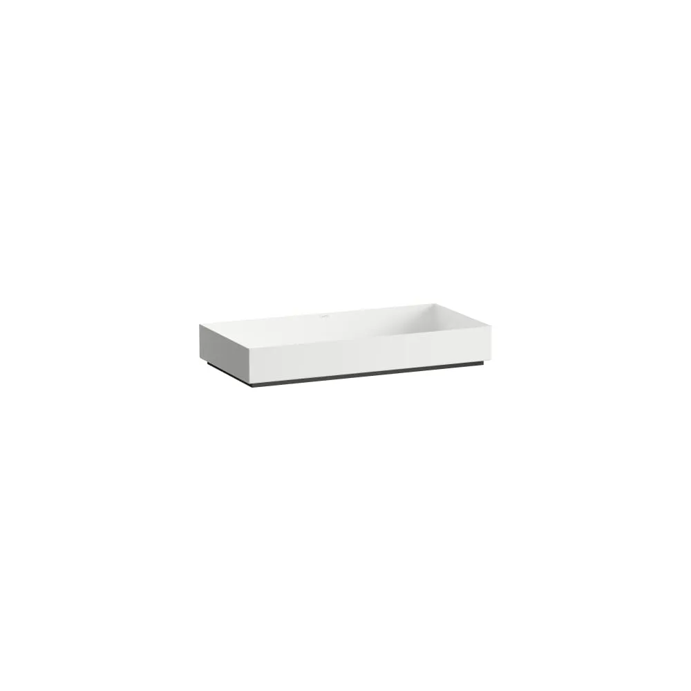 LAUFEN METAPHOR Waschtisch-Schale, aus Vitreon Stahl, ohne Armaturenbank, ohne Hahnloch, ohne Überlauf, inklusive Befestigungsset, Schaftventil, Distanzrahmen schwarz 750 x 375 x 115 mm #H512ME70001121 - 000 - Weiß