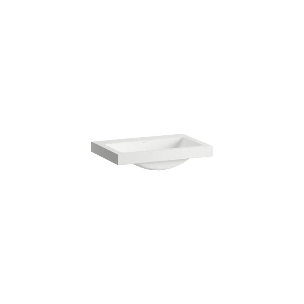 LAUFEN CLASSICS Einbauwaschtisch von oben, aus Vitreon Stahl, mit Armaturenbank, mit einem Hahnloch, mittig, ohne Überlauf, inklusive Befestigungsset 585 x 405 x 135 mm #H512CL30001111 - 000 - Weiß