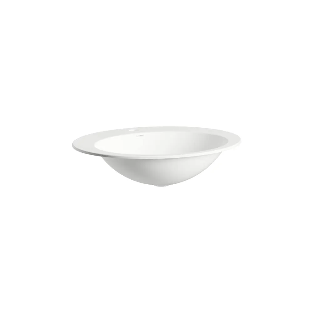 LAUFEN FORM Einbauwaschtisch von oben, aus Vitreon Stahl, mit Armaturenbank, mit einem Hahnloch, mittig, ohne Überlauf, inklusive Befestigungsset 600 x 500 x 150 mm #H517FM70001111 - 000 - Weiß