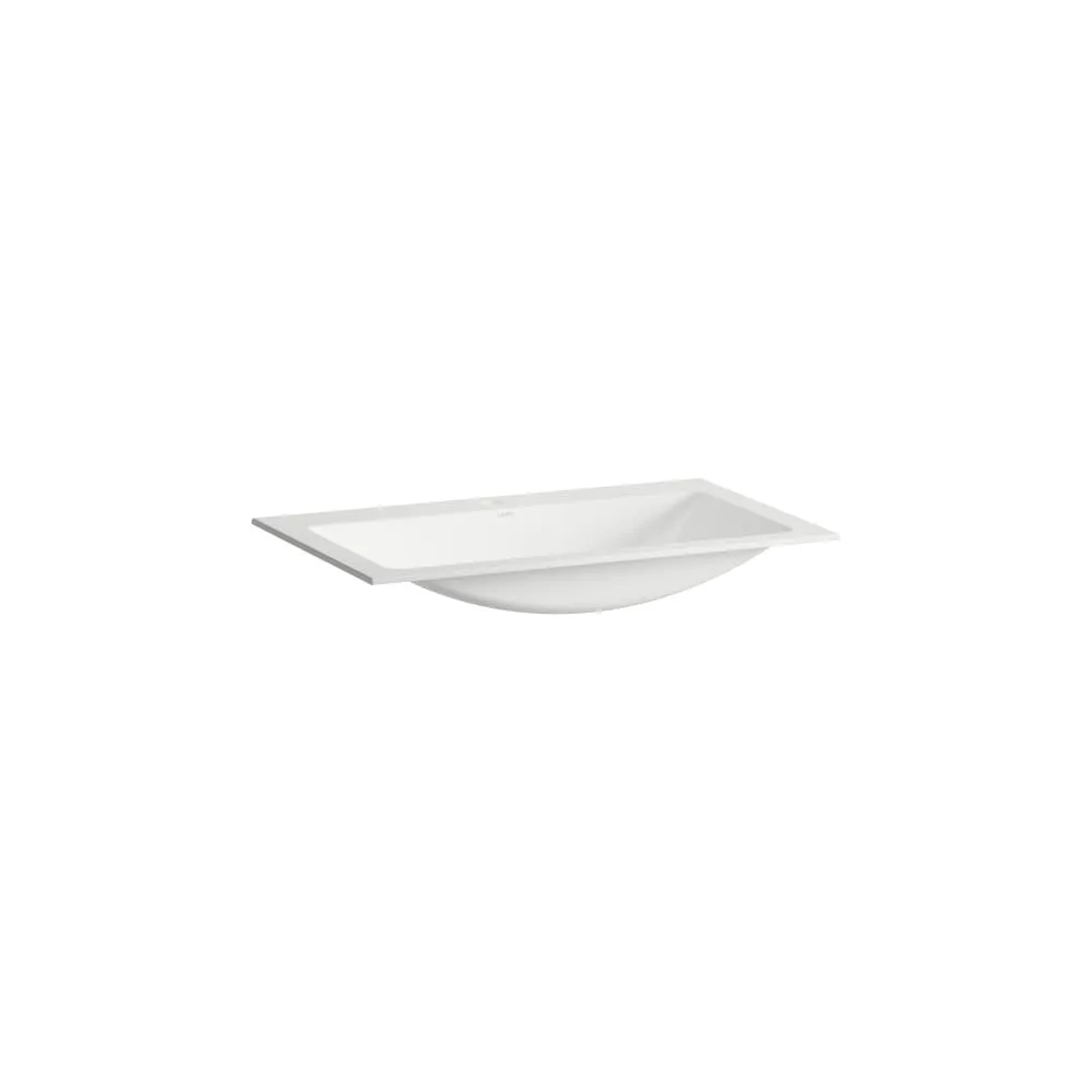 LAUFEN CLASSICS Einbauwaschtisch von oben, aus Vitreon Stahl, mit Armaturenbank, mit einem Hahnloch, mittig, ohne Überlauf, inklusive Befestigungsset 800 x 500 x 120 mm #H517CL40001111 - 000 - Weiß