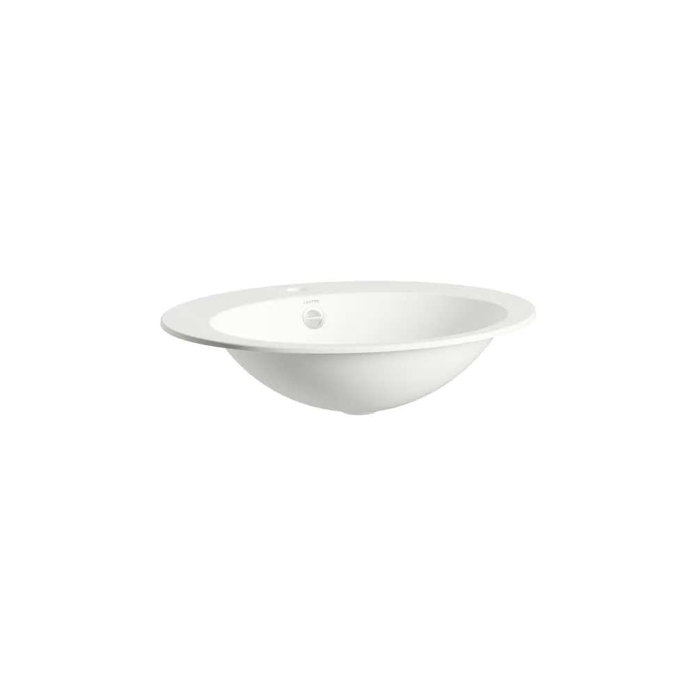 LAUFEN FORM Einbauwaschtisch von oben, aus Vitreon Stahl, mit Armaturenbank, mit einem Hahnloch, mittig, mit Überlauf, inklusive Befestigungsset, Überlaufgarnitur 600 x 500 x 150 mm #H517FM70001041 - 000 - Weiß