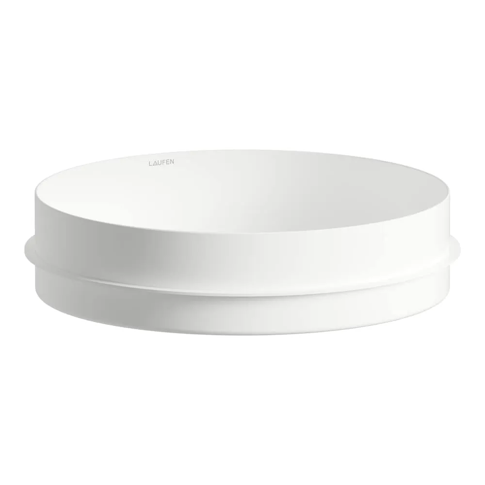 LAUFEN IN & OUT Einbauwaschtisch von oben, aus Vitreon Stahl, ohne Armaturenbank, ohne Hahnloch, ohne Überlauf, inklusive Befestigungsset, Schaftventil, Distanzring schwarz 400 x 400 x 114 mm #H517IO47161121 - 000 - Weiß