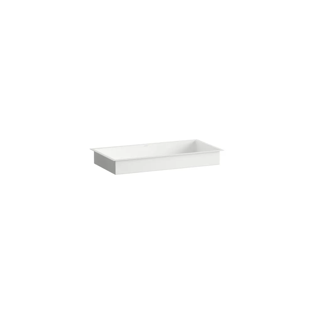 LAUFEN METAPHOR Einbauwaschtisch von unten, aus Vitreon Stahl, ohne Armaturenbank, ohne Hahnloch, ohne Überlauf, inklusive Befestigungsset, Schaftventil 794 x 419 x 111 mm #H513ME70001121 - 000 - Weiß