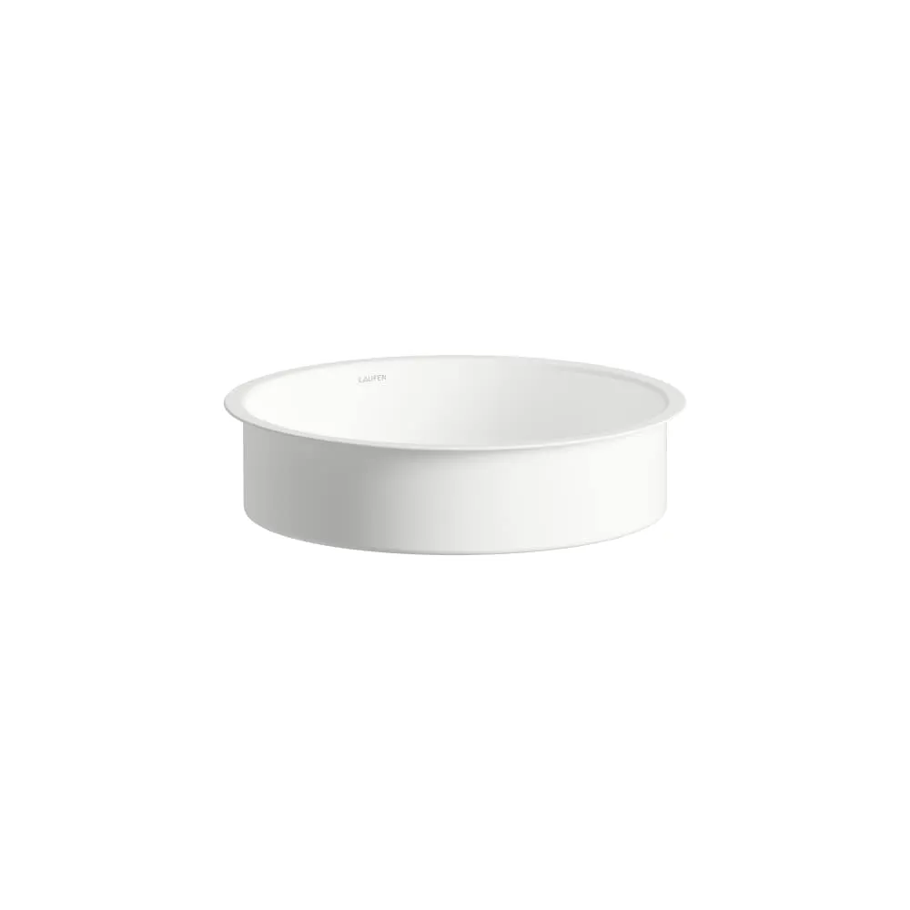 LAUFEN UNISONO Einbauwaschtisch von unten, aus Vitreon Stahl, ohne Armaturenbank, ohne Hahnloch, ohne Überlauf, inklusive Befestigungsset, Schaftventil 409 x 409 x 114 mm #H513UO30001121 - 000 - Weiß