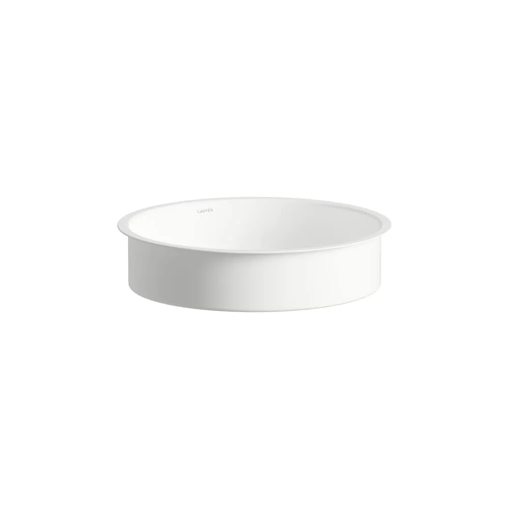 LAUFEN UNISONO Einbauwaschtisch von unten, aus Vitreon Stahl, ohne Armaturenbank, ohne Hahnloch, ohne Überlauf, inklusive Befestigungsset, Schaftventil 434 x 434 x 114 mm #H513UO40001121 - 000 - Weiß