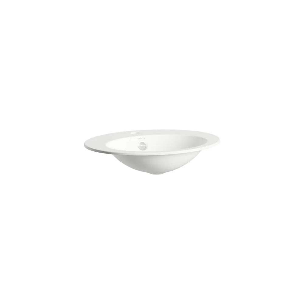 LAUFEN FORM Einbauwaschtisch von oben, aus Vitreon Stahl, mit Armaturenbank, mit einem Hahnloch, mittig, mit Überlauf, inklusive Befestigungsset, Überlaufgarnitur 500 x 400 x 111 mm #H517FM60001041 - 000 - Weiß