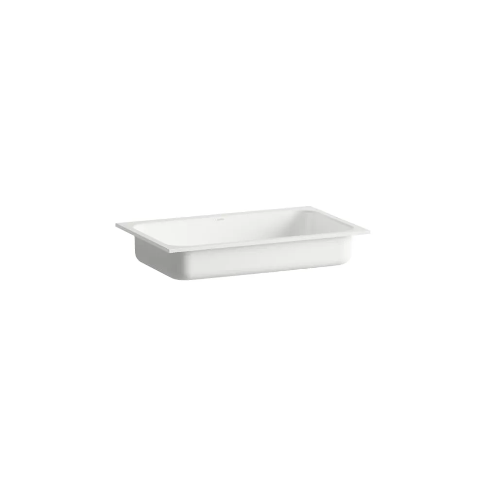 LAUFEN STREAM Einbauwaschtisch von oben, aus Vitreon Stahl, ohne Armaturenbank, ohne Hahnloch, ohne Überlauf, inklusive Befestigungsset 650 x 415 x 127 mm #H517SR70001121 - 000 - Weiß