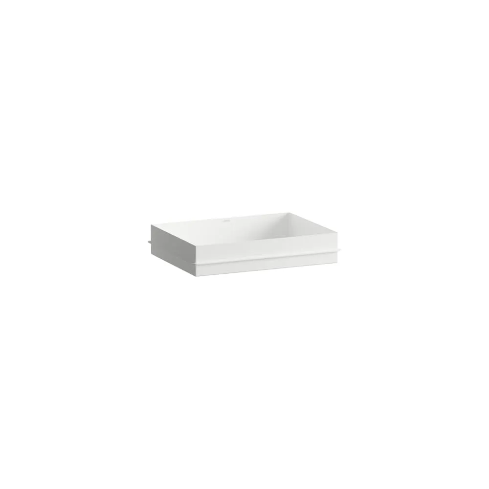 LAUFEN METAPHOR Einbauwaschtisch von oben, aus Vitreon Stahl, ohne Armaturenbank, ohne Hahnloch, ohne Überlauf, inklusive Befestigungsset 500 x 375 x 111 mm #H517ME50001121 - 000 - Weiß