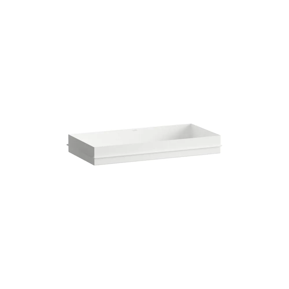 LAUFEN METAPHOR Einbauwaschtisch von oben, aus Vitreon Stahl, ohne Armaturenbank, ohne Hahnloch, ohne Überlauf, inklusive Befestigungsset 750 x 375 x 111 mm #H517ME70001121 - 000 - Weiß