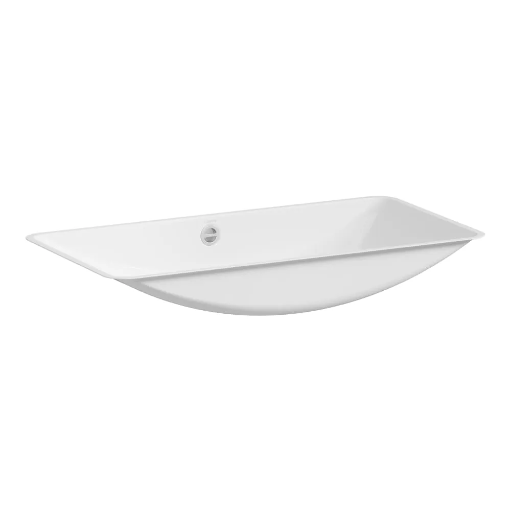 LAUFEN CLASSICS Einbauwaschtisch von unten, aus Vitreon Stahl, ohne Armaturenbank, ohne Hahnloch, mit Überlauf, inklusive Befestigungsset, Überlaufgarnitur 727 x 380 x 120 mm #H513CL40001091 - 000 - Weiß
