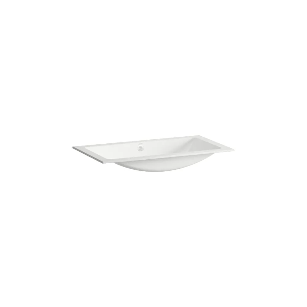 LAUFEN CLASSICS Einbauwaschtisch von oben, aus Vitreon Stahl, ohne Armaturenbank, ohne Hahnloch, mit Überlauf, inklusive Befestigungsset, Überlaufgarnitur 800 x 450 x 121 mm #H517CL40001091 - 000 - Weiß