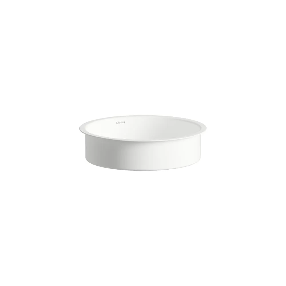 LAUFEN UNISONO Einbauwaschtisch von unten, aus Vitreon Stahl, ohne Armaturenbank, ohne Hahnloch, ohne Überlauf, inklusive Befestigungsset, Schaftventil 359 x 359 x 104 mm #H513UO20001121 - 000 - Weiß