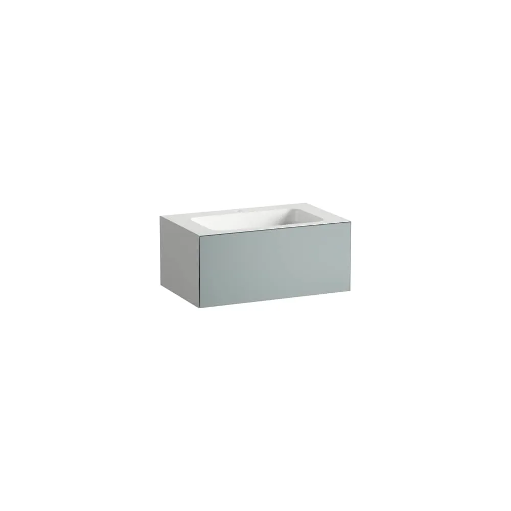 LAUFEN FOLIO Waschplatz, wandhängend, aus Vitreon Stahl, mit Armaturenbank, mit einem Hahnloch, mittig, ohne Überlauf, inklusive Befestigungsset, Schaftventil 804 x 500 x 350 mm #H580FO35241111 - 521 - Fossilgrau, Lack seidenmatt