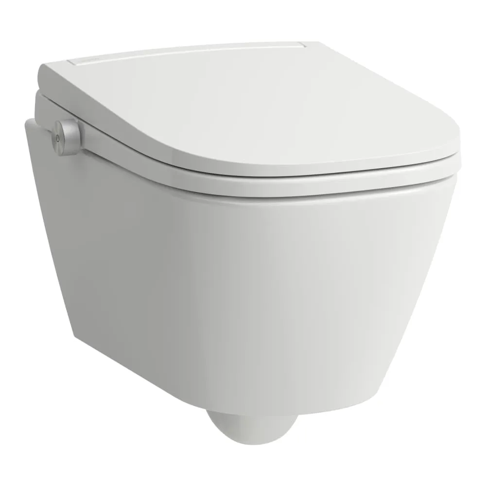 LAUFEN CLEANET MEDA Dusch-WC wandhängend, Tiefspüler, spülrandlos, Silent flush, inkl. beheiztem Sitz und Deckel und Absenkautomatik, inkl. Fernbedienung und Wi-Fi, inkl. Föhn, UV-Desinfektion und Umgebungslicht 540 x 370 x 440 mm #H604110000S002 - 000 - Weiß