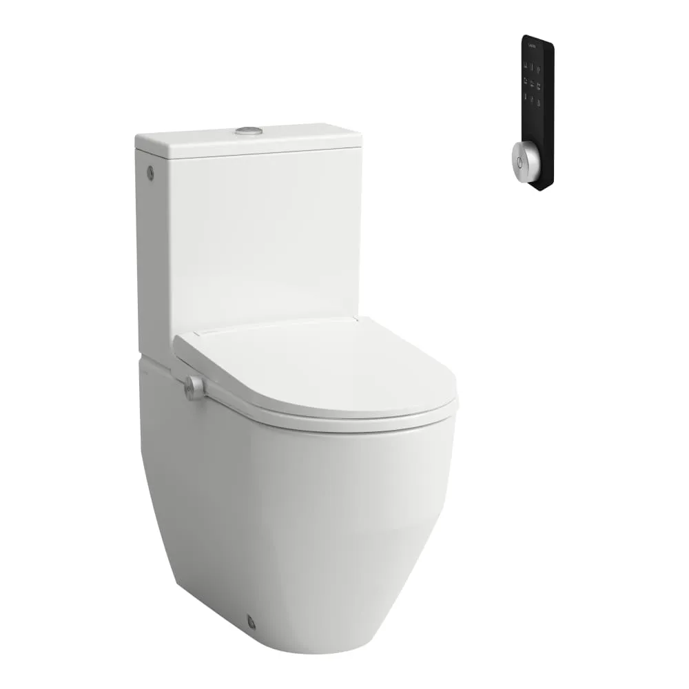 LAUFEN CLEANET PRO Dusch-WC, bodenstehend, ohne Spülrand, inkl. Sitz und Deckel mit Absenkautomatik, Wasch-, Föhnfunktion, beheiztem Sitz, Fernbedienung, W-LAN & APP, UV-Desinfektion und Umgebungslicht 650 x 370 x 515 mm #H602890000S002 - 000 - Weiß