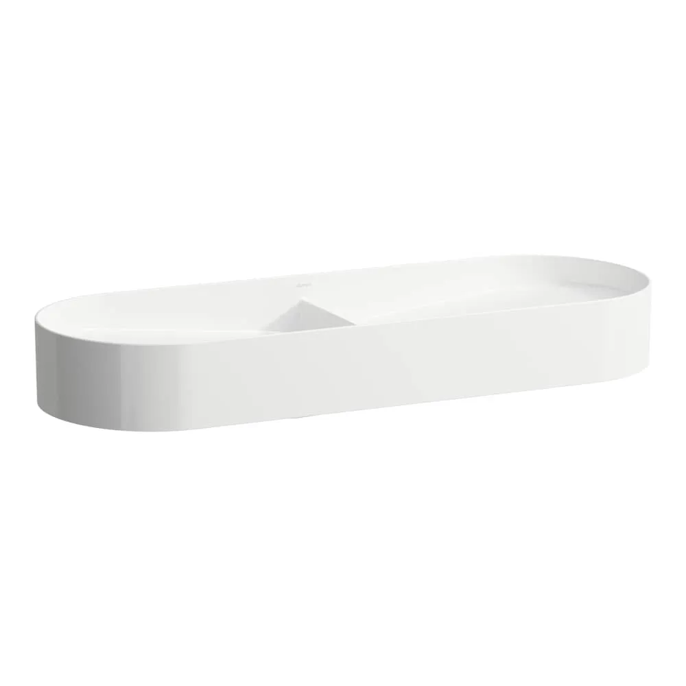 LAUFEN SONAR Doppelwaschtisch-Schale, inkl. Keramikabdeckung für Ablaufventil 1000 x 370 x 130 mm #H8123487571121 - 000 - Weiß