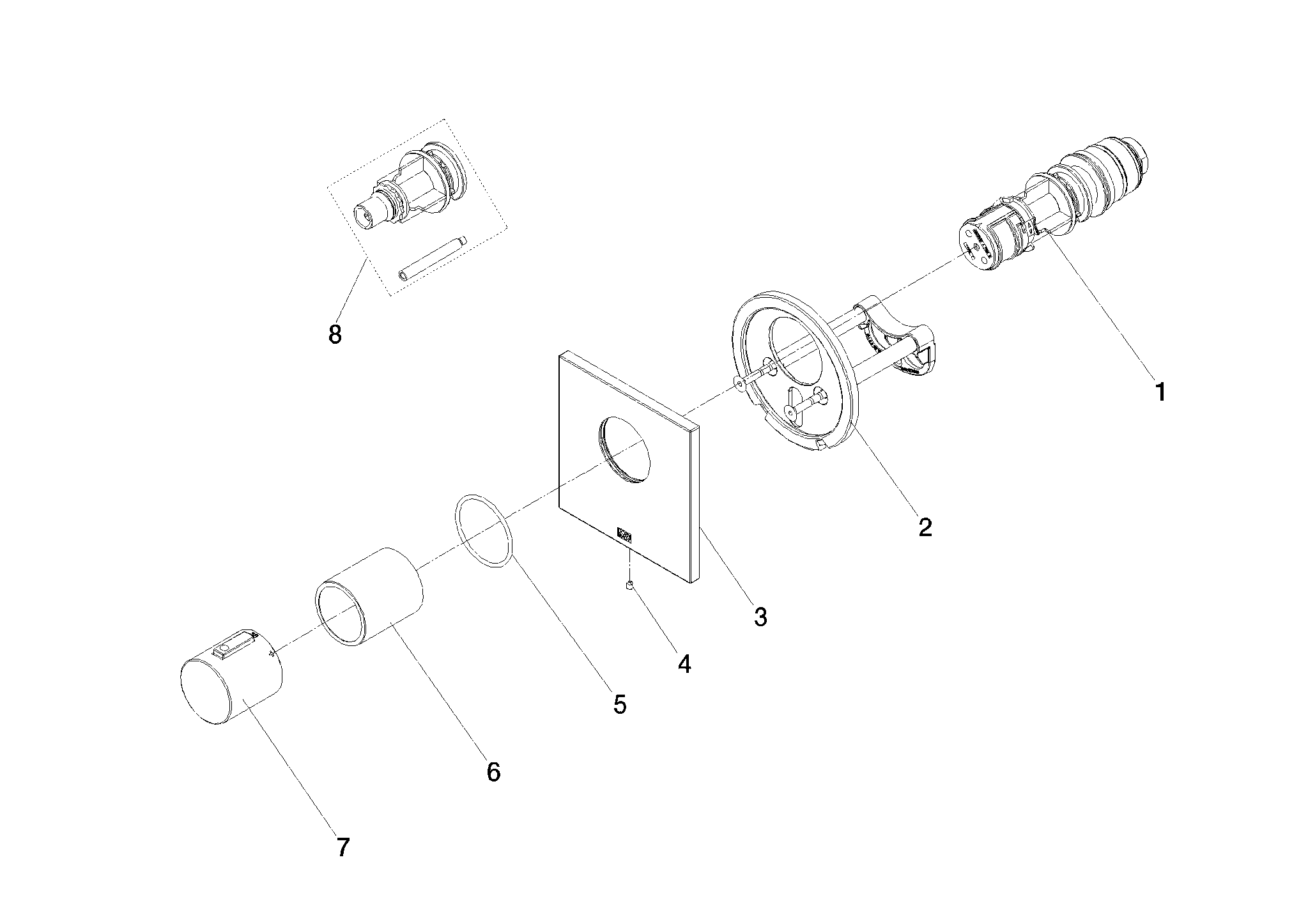 DORNBRACHT xTOOL UP-Thermostat ohne Mengenregulierung 1/2" - Platin gebürstet #36501780-06