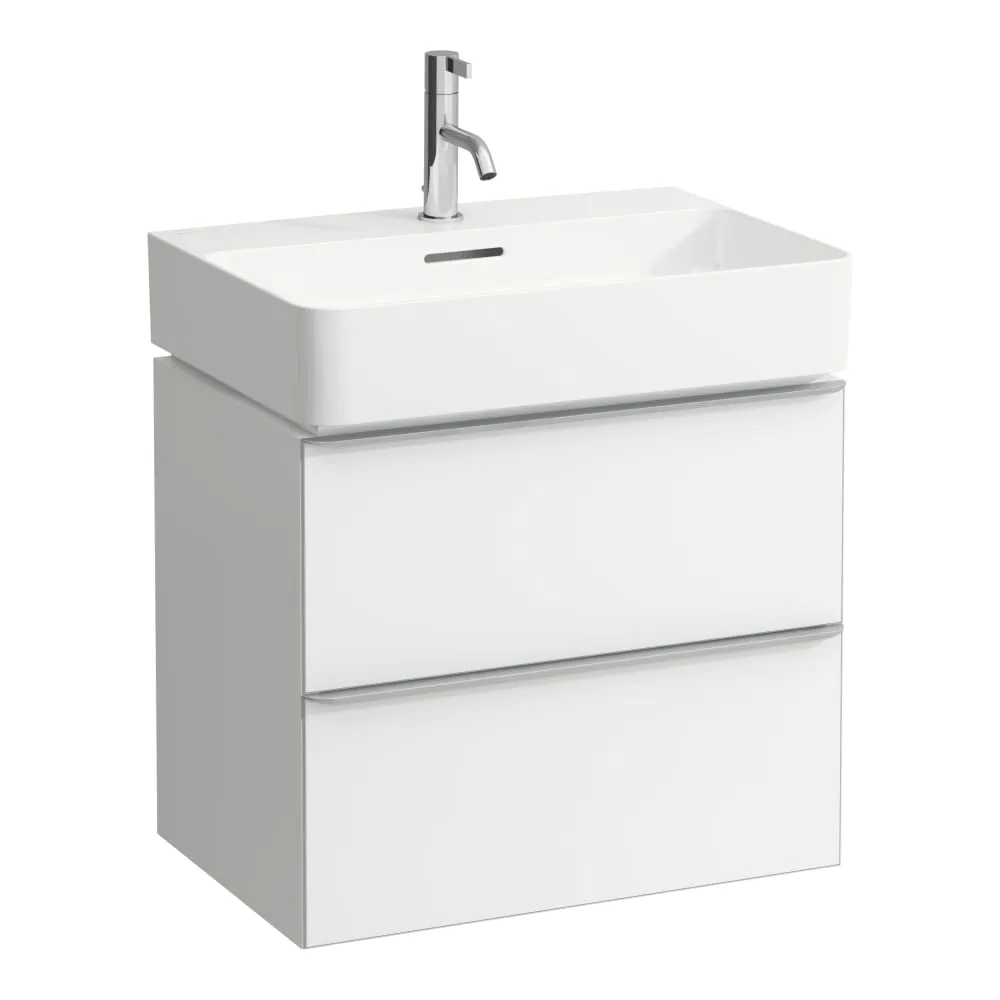 LAUFEN SPACE Waschtischunterbau, 2 Schubladen, passend zu Waschtisch VAL H810283 585 x 410 x 520 mm #H4101421601001 - 100 - Weiß matt, mit Griff Aluminium