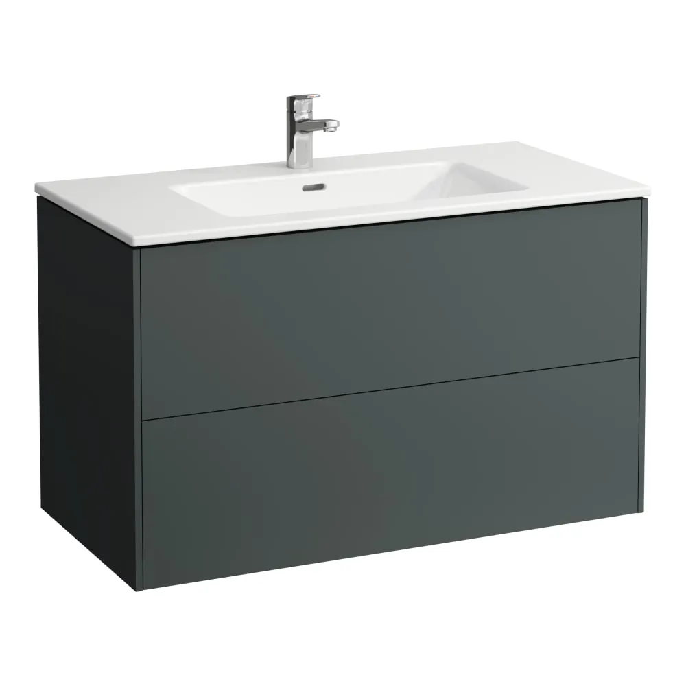 LAUFEN Komplettset 1000 mm, Waschtisch "slim" mit Waschtischunterbau 'Base' mit 2 Schubladen, inkl. Schubladen-Ordnungssystem 1000 x 500 x 610 mm #H8649622661041 - 266 - Verkehrsgrau