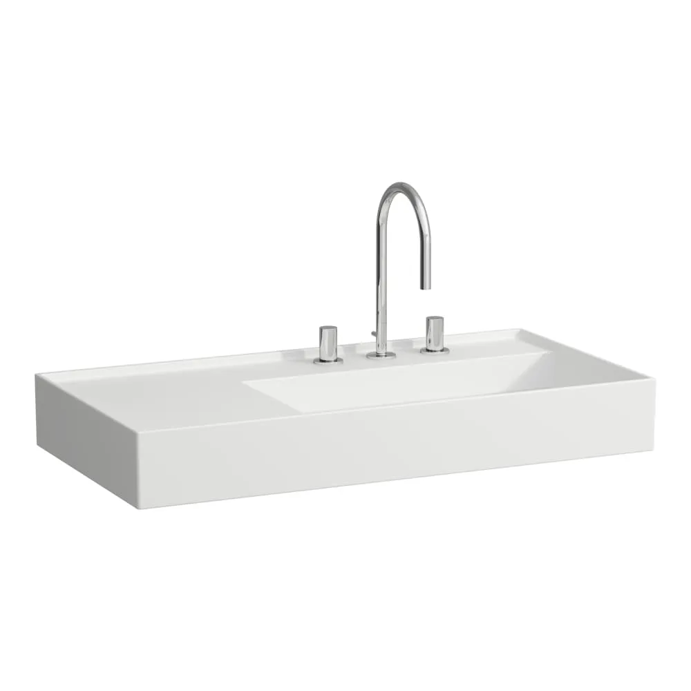 LAUFEN Kartell LAUFEN Waschtisch, Ablage links, mit verdecktem Ablauf 900 x 460 x 120 mm #H8103397571111 - 757 - Weiß matt